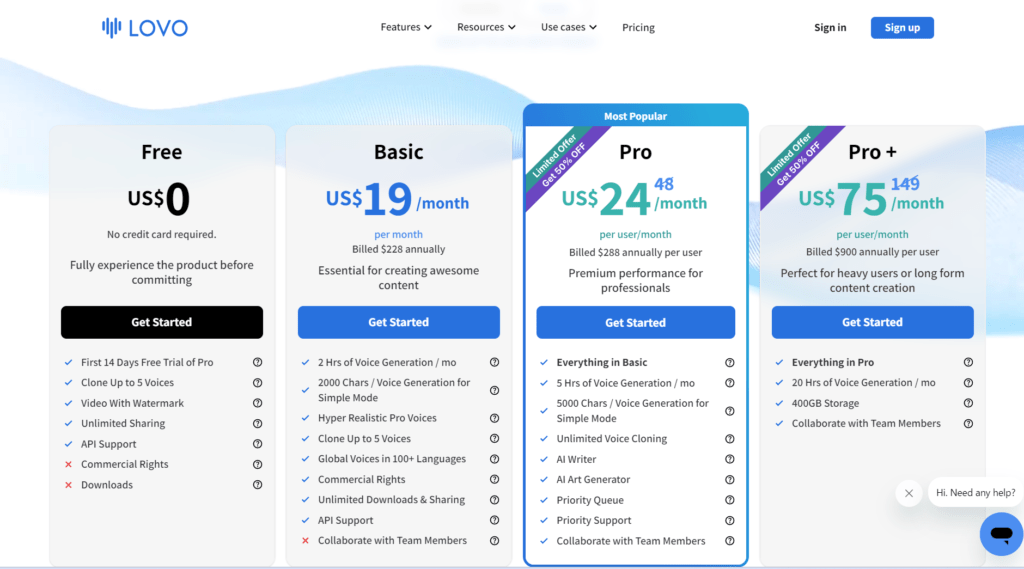 lovo pricing LOVO AI platform - Best free ai voice generator