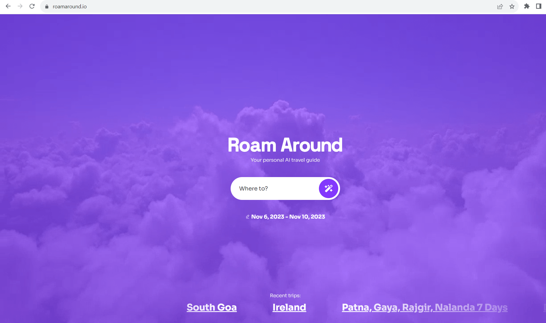 roam around front page Roam Around AI : The Ultimate AI Travel Planner