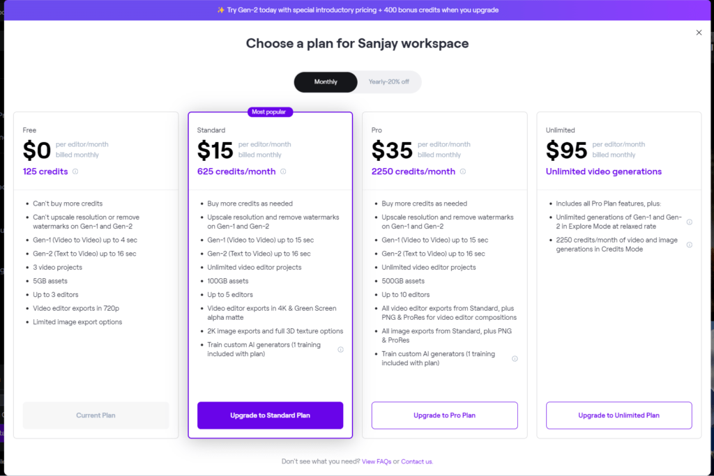 runway pricing 1 Runway AI: The Power of AI in Creative Fields (Runway AI gen 2)