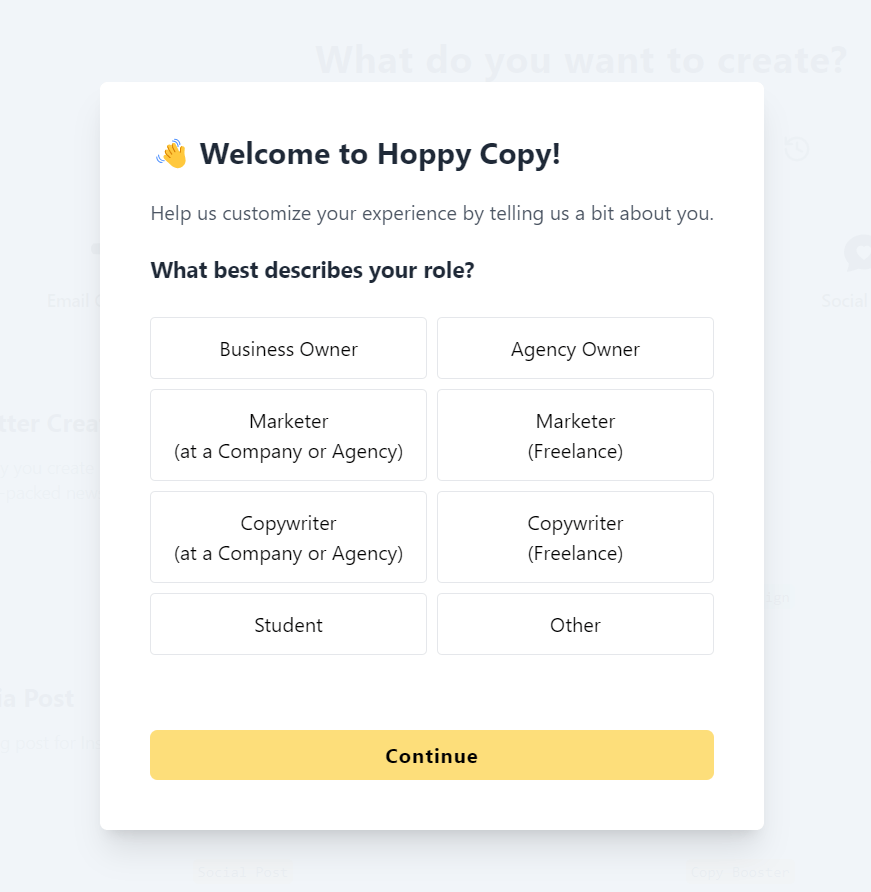 Hoppy Copy Welcome Page Hoppy Copy AI: Revolutionizing Email Marketing with AI